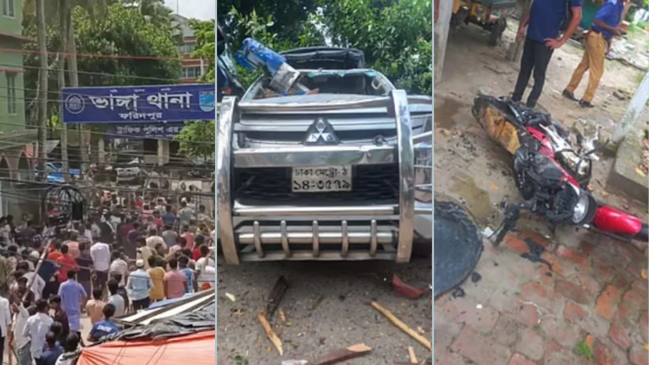 ভাঙ্গায় থানা ও উপজেলা কার্যালয়ে হামলা, ধাওয়া খেয়ে পুলিশ আশ্রয় নিল মসজিদে